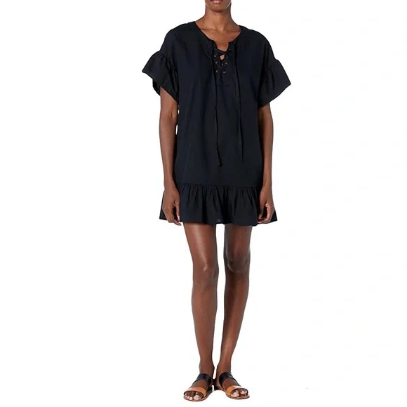 Lucky Brand Lace-Up Women's Dress Lucky Black : XS (US 0-2)